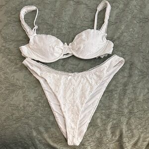 White Eyelet Bikini Set